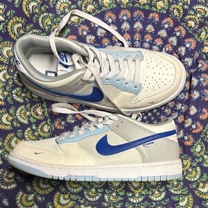 Nike Cream and Blue Low-Top Sneakers
